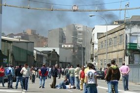 As mobilizacións cinguíronse ás inmediacións dos estaleiros, esta cuarta feira en Vigo